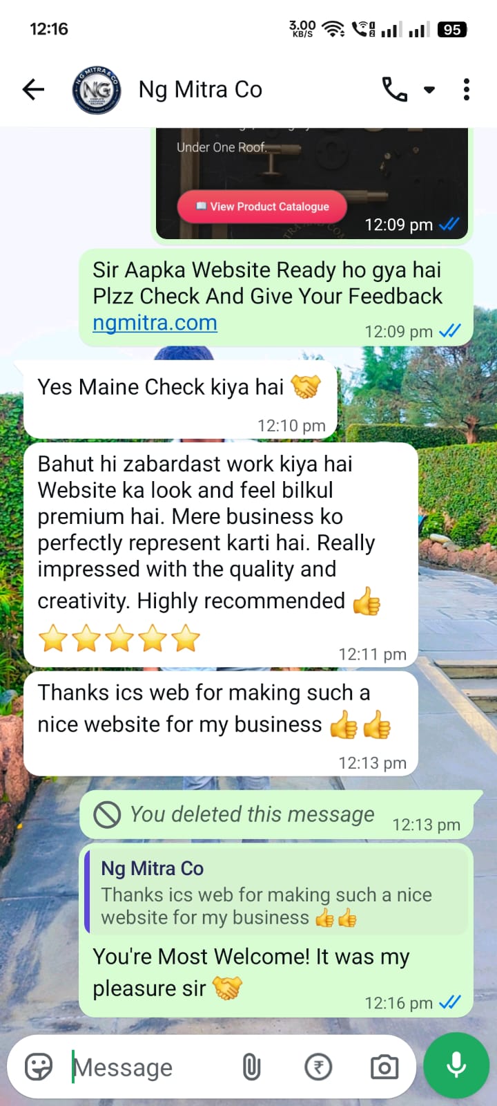 Ng Mitra Co WhatsApp review screenshot
