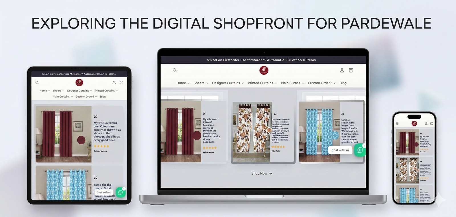 Pardewale website mockup on desktop, tablet and mobile