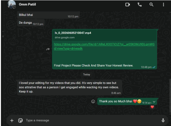 Omm Patiil WhatsApp review